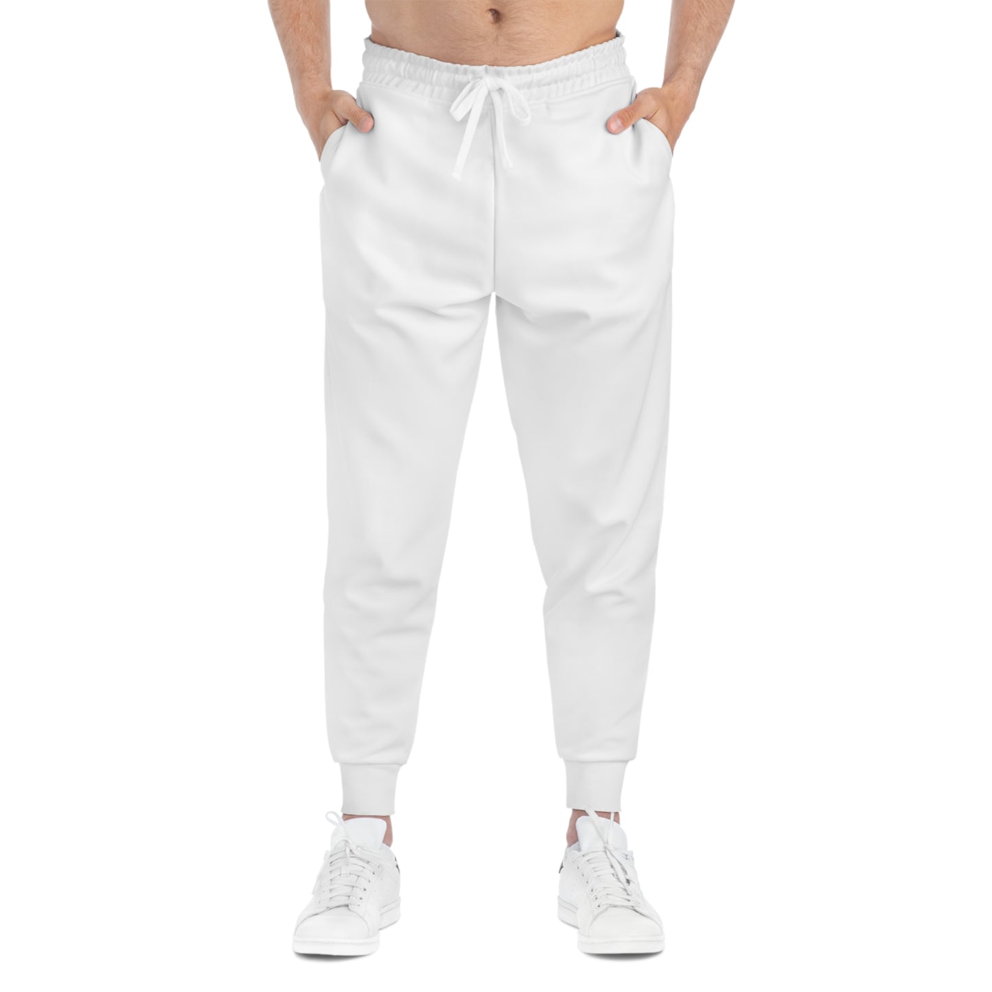 White Athletic Joggers — All-Over Print Casual Sweatpants