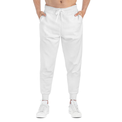 White Athletic Joggers — All-Over Print Casual Sweatpants