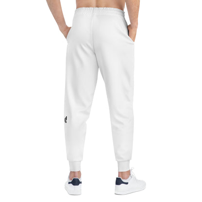 White Athletic Joggers — All-Over Print Casual Sweatpants